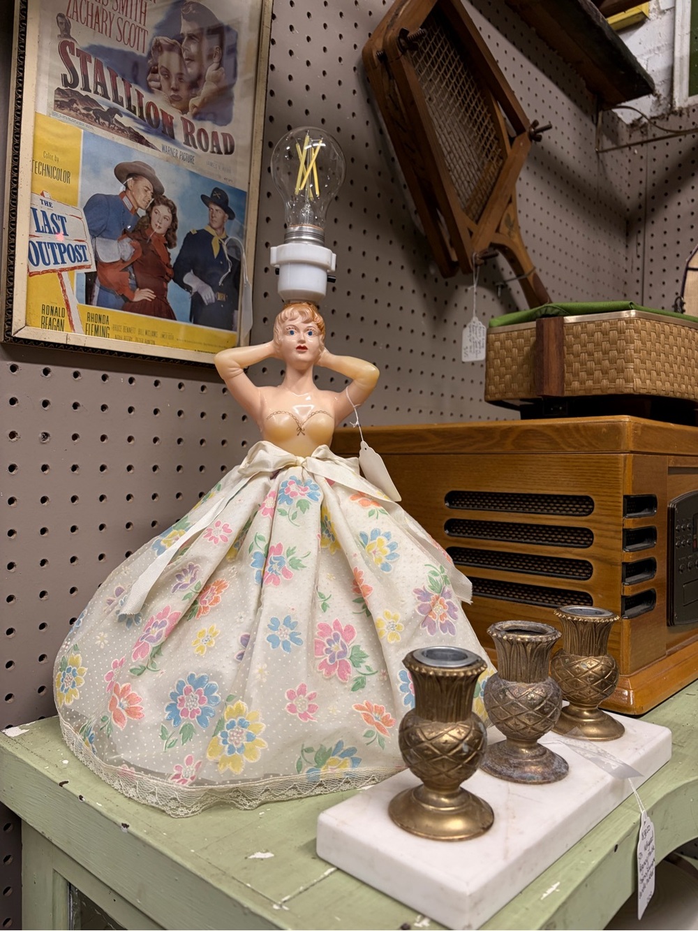 Softlite Celluloid 1950s Pinup Doll Lamp Mid Century Kitschy Boudoir Novelty